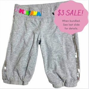 Hannah Montana Cropped Elastic Waist Pull On Sweatpants Gray Sequins Glitter